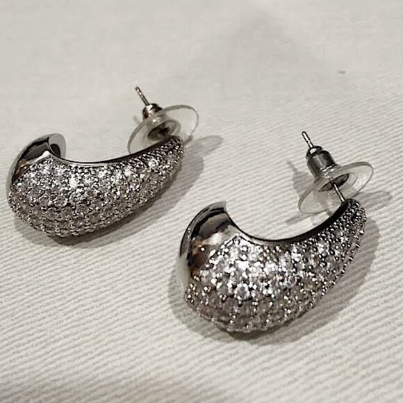 Silver Zircon Water Drop Earrings Luxury Exquisite Tear White Gold Plated G… - Picture 7 of 10